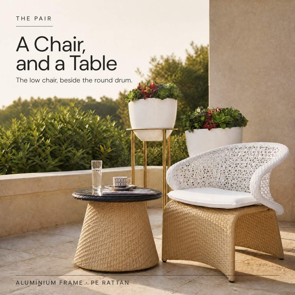 Outdoor Aluminium-Frame Table with Black Glass Top and PE Rattan Woven Chair Set — photo 2